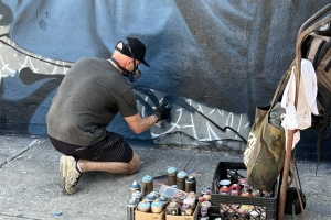 Street artist at work